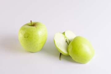 green apples isolated apples on white background sliced apple