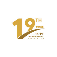 19th year anniversary design template. vector template illustration