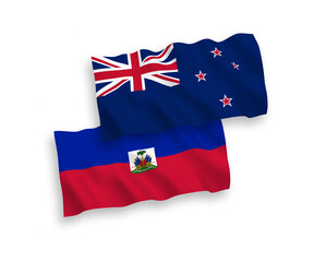 Flags of New Zealand and Republic of Haiti on a white background