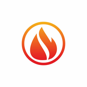 circle fire flame logo design