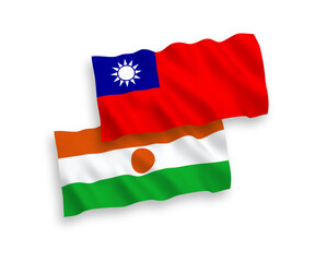 Flags of Republic of the Niger and Taiwan on a white background
