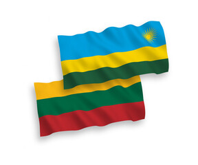 Flags of Lithuania and Republic of Rwanda on a white background