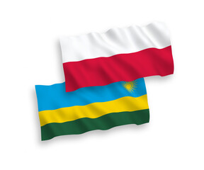 Flags of Republic of Rwanda and Poland on a white background