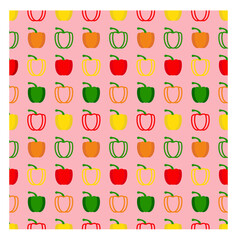 Vector seamless pattern with sweet pepper on a pink background