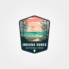 indiana dunes national park logo vector symbol illustration design, indian dune seashore logo - obrazy, fototapety, plakaty