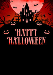 Happy halloween silhouette vector illustration. For poster (flyer) template etc.