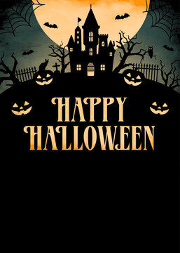Happy halloween silhouette vector illustration. For poster (flyer) template etc.