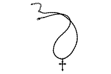 a chain with a cross in a black outline on a white background