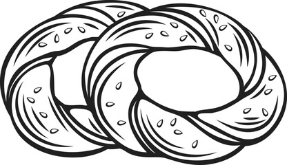 Turkish bagel simit, sweet traditional fast food from streets of Turkey, line icon