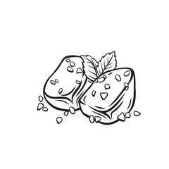 Pumpkin dessert in Turkish cuisine, Kabak tatlisi line icon, traditional sweet food