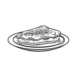 Kunefe, Turkish sweet food line icon, eastern traditional dessert knafeh on plate