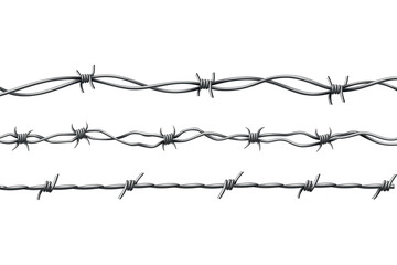 Barbed wire. Protective boundary. Protection concept design. Vector fence seamless illustration isolated on white