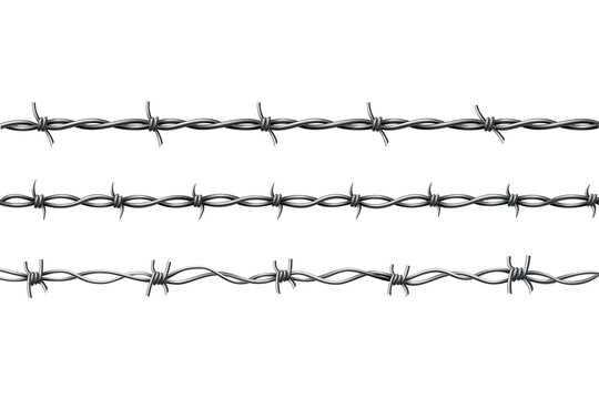 Barbed wire. Protective boundary. Protection concept design. Vector fence seamless illustration isolated on white