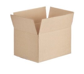 cardboard open box on white background isolate