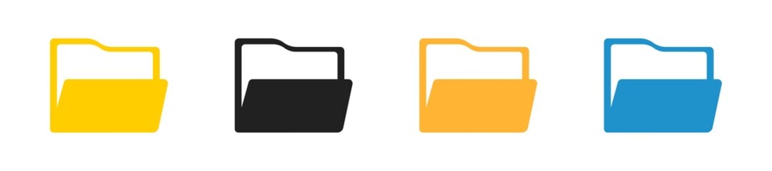 File folder icon set. Folder symbol set. Vector isolated illustration.