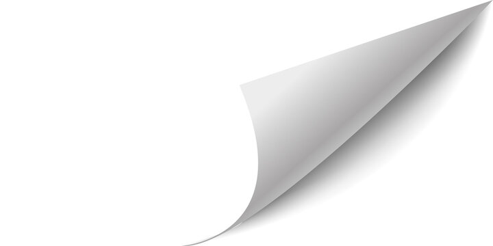 Curled corner paper page. Curl flip peel sheet of paper. Vector illustration.
