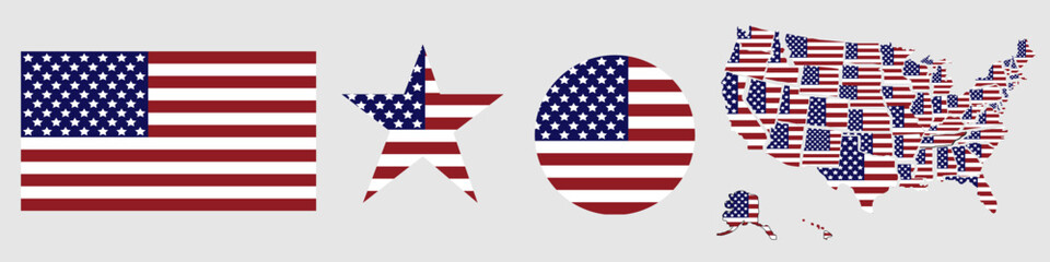 with USA map and stars. America. USA flag. Vector illustration