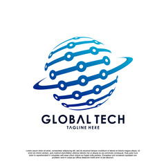 Global tech logo design Premium Vector