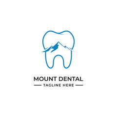 Mountain Peak Tooth for Dentist Dental Care Logo Design Template