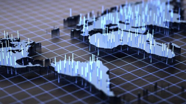 world map with abstract finance bar 3d rendered
