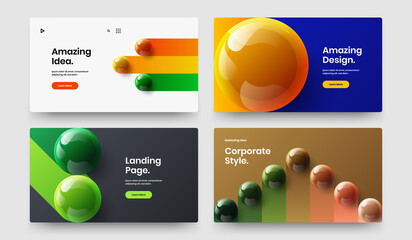 Trendy 3D balls booklet template composition. Geometric corporate identity design vector concept set.