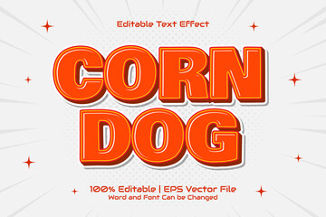 Corn Dog editable text effect Flat Cartoon style