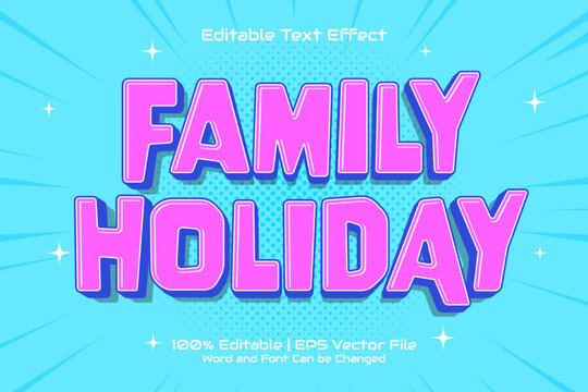 Family Holiday editable text effect Cartoon style
