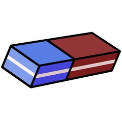 Cartoon blue and red eraser on white background 