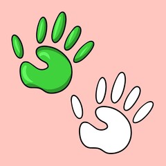 Obraz premium A set of pictures, multicolored palms, a handprint, a vector illustration in cartoon style