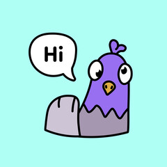 Cute pigeon illustration with editable strokes.