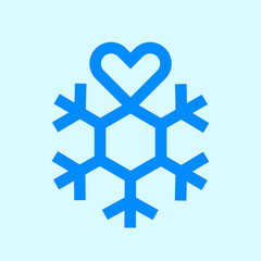 Snowflake icon logo with heart shape.