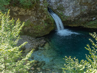 Blue Eye of Theth Waterfall in Albania