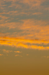 Background of colorful sky concept: Dramatic sunset with twilight color sky and clouds