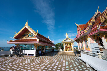 Si Racha District, Thailand, June 27, 2022. Wat Ko Loi (Koh Loy Temple) in Ko Loi Island at Si Racha District, Chonburi province Thailand.