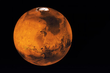 Planet Mars on a dark background. Elements of this image furnished by NASA