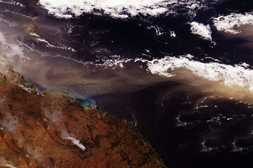 Sandstorm from space. Elements of this image furnished by NASA