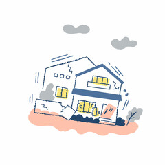 地震で被害を受けた家