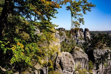 Beautiful day in the national park of Saxon Switzerland, near Dresden, Germany.