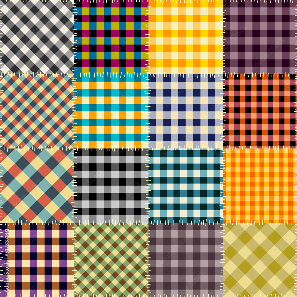 Poster Patchwork textile pattern. Seamless quilting design background.