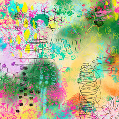 Obraz na płótnie Canvas Colorful summer abstract scrapbook paper. Universal design