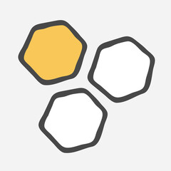 Stylized vector objects, separate elements on the theme: honeycombs, honeycombs. Botany of creating printed products, prints for fabric, covers, paper, upholstery, curtains.
