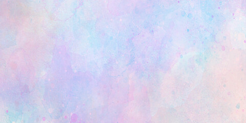 Abstract light blue, pink and purple shades watercolor background. Aquarelle paint paper textured canvas for text design, greeting card, template. Multicolor gradient handmade illustration