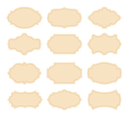 Set of vintage border frame set collection for price tag, business design. Classic decorative banner paper collection product badge sticker emblem. Vector Illustration