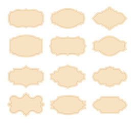 Set of vintage border frame set collection for price tag, business design. Classic decorative banner paper collection product badge sticker emblem. Vector Illustration