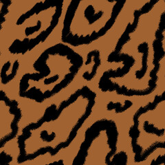 Leopard seamless pattern. Hand drawn wild cheetah skin texture. Modern animal design endless background. For fabric and wrapping paper. Safari mood.
