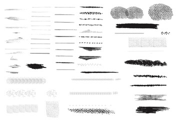 Collection of vector grunge brush strokes isolated on white