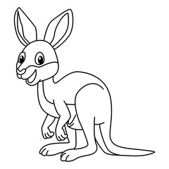 Cute kangaroo cartoon coloring page illustration vector. For kids coloring book.