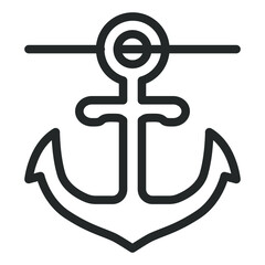 Obraz premium Ship sea anchor on a cable - vector sign, web icon, illustration on white background, outline style