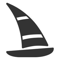 Sailboat, yacht with triangular sail - vector sign, web icon, illustration on white background, glyph style