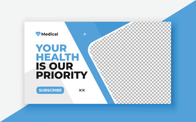 Medical healthcare youtube thumbnail and web banner template.Editable video thumbnail template